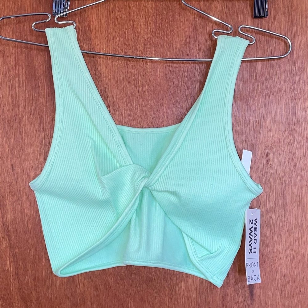 Mint Green Twist Front Crop Top